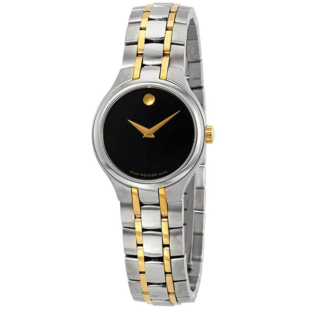 Movado Women's Quartz Watch - Black Dial Two Tone Stainless Steel Bracelet | 0606959