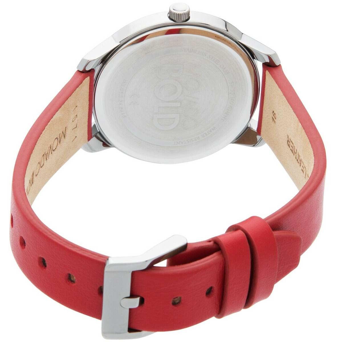 Movado Women's Quartz Watch - Bold Grey Dial Red Leather Strap | 3600663