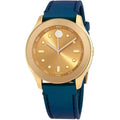 Movado Women's Quartz Watch - Bold Yellow Gold Tone Dial Rubber Strap | 3600428