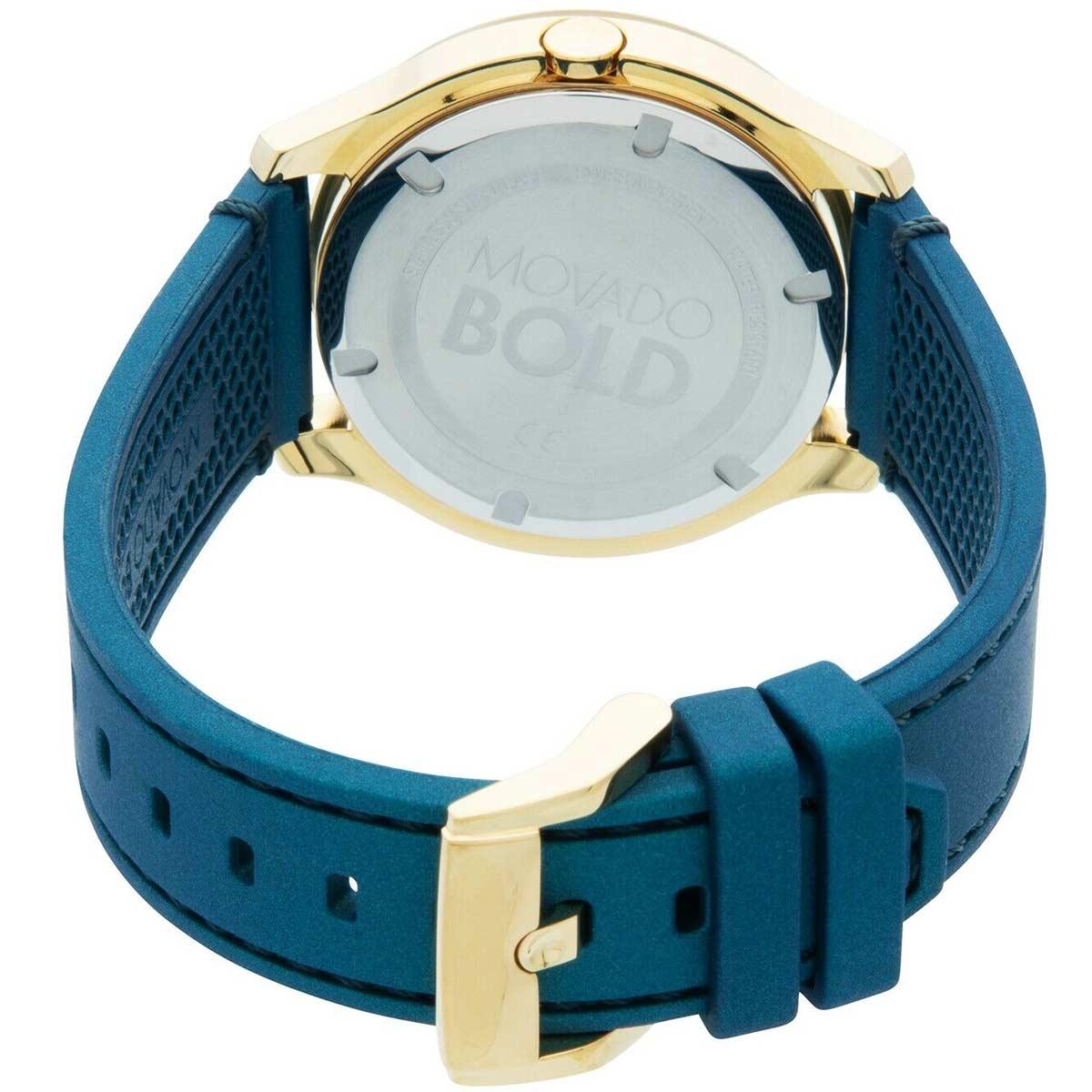 Movado Women's Quartz Watch - Bold Yellow Gold Tone Dial Rubber Strap | 3600428