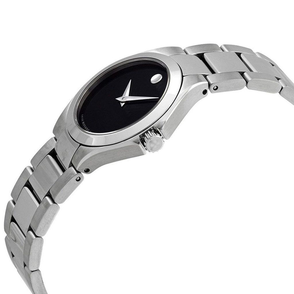 Movado Women's Quartz Watch - Defio Black Dial Silver Tone Bracelet | 0607308