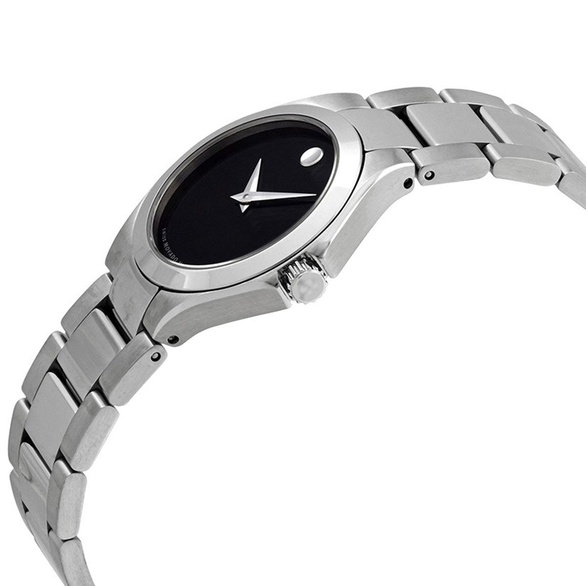 Movado Women's Quartz Watch - Defio Black Dial Silver Tone Bracelet | 0607308