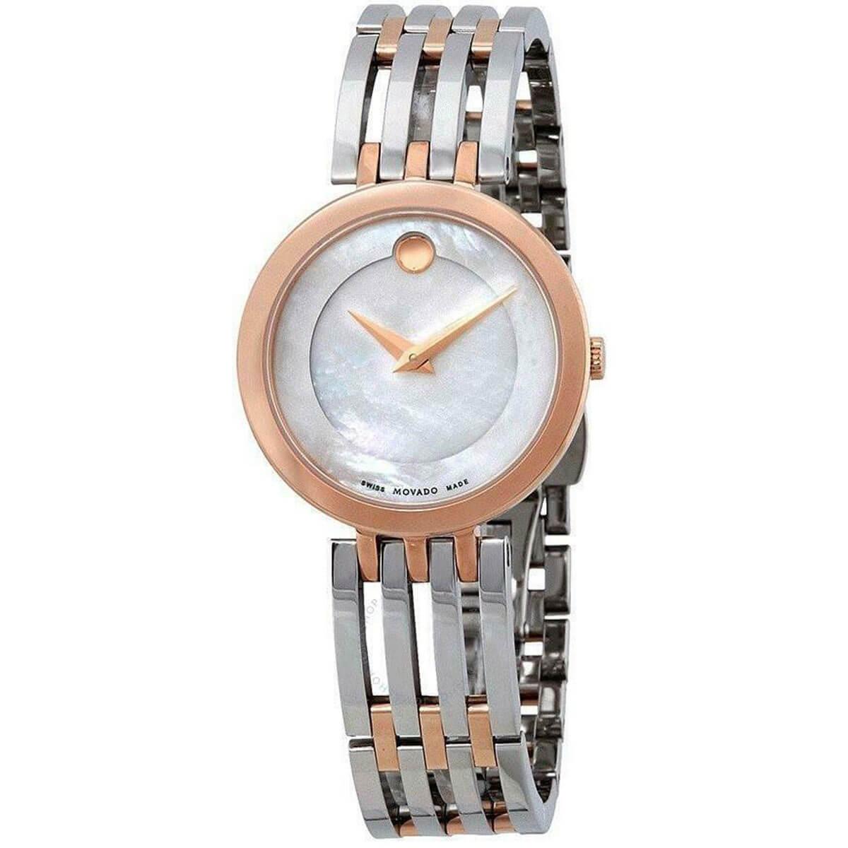 Movado Women's Quartz Watch - Esperanza White MOP Dial Two Tone Bracelet | 0607114