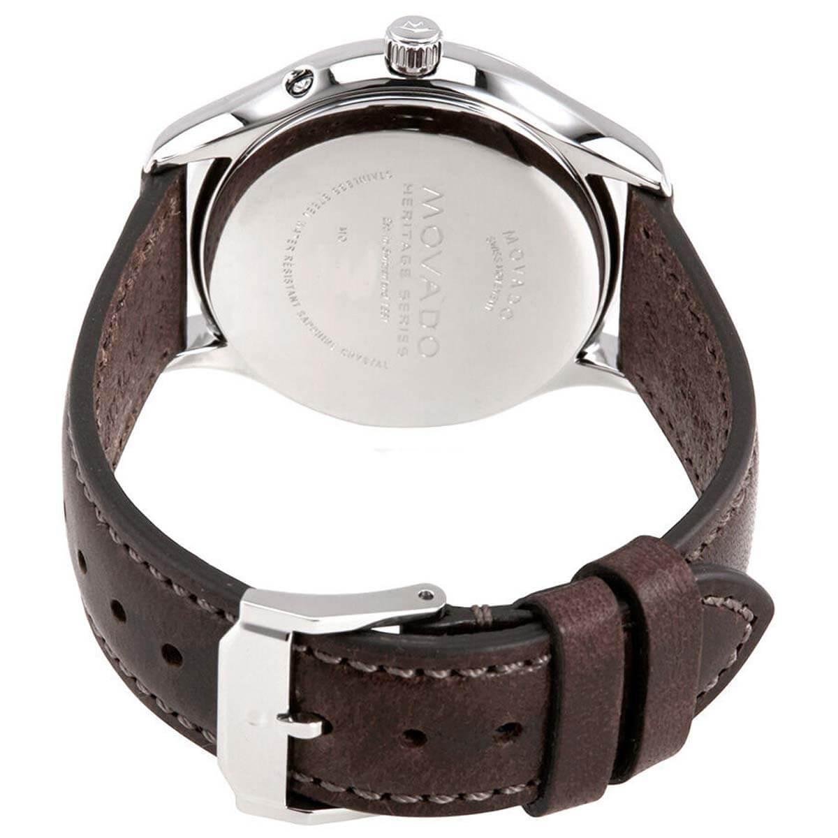 Movado Women's Quartz Watch - Heritage Moonphase Navy Blue Dial Brown Strap | 3650009