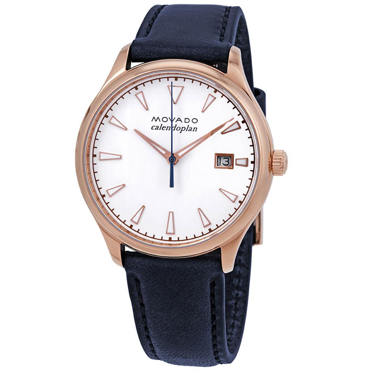 Movado Women's Quartz Watch - Heritage White Dial Blue Leather Strap | 3650034