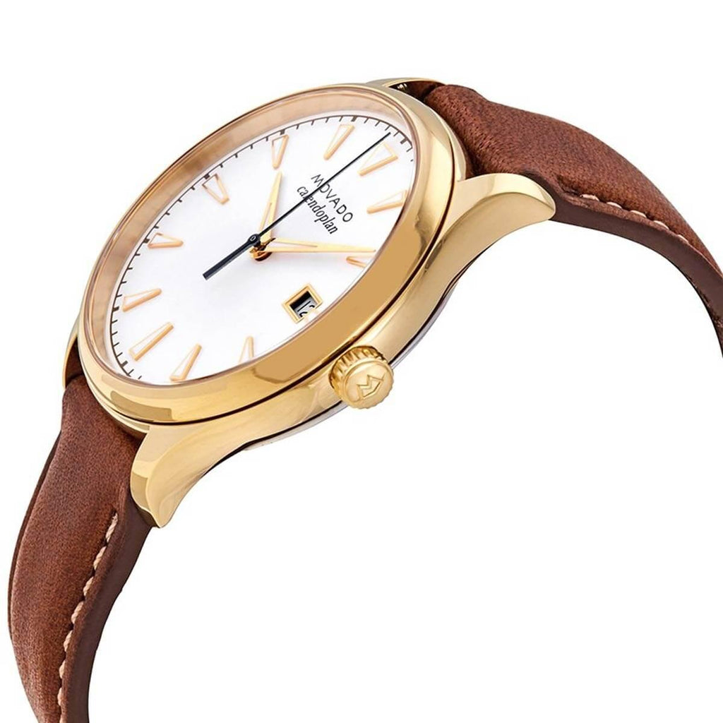 Movado Women's Quartz Watch - Heritage White Dial Brown Leather Strap | 3650033