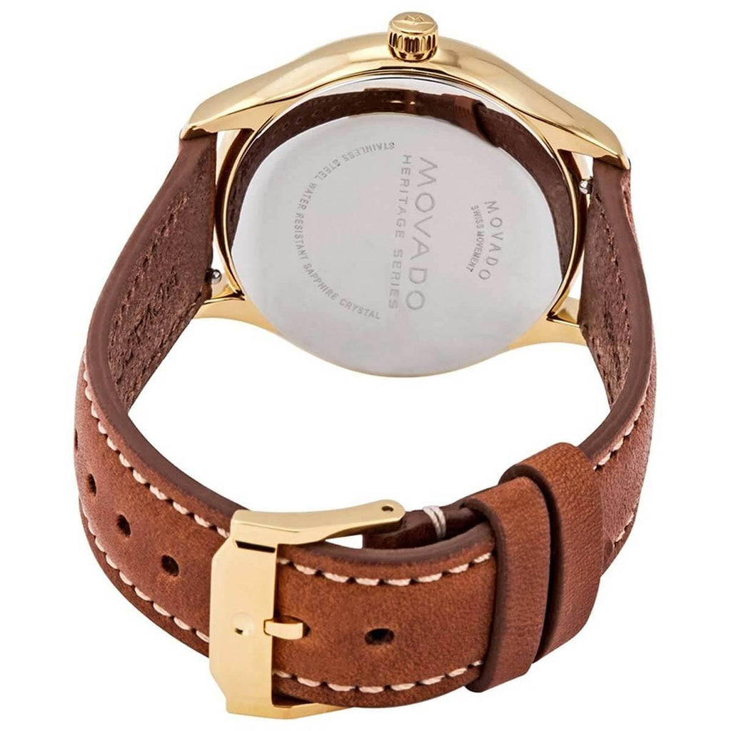 Movado Women's Quartz Watch - Heritage White Dial Brown Leather Strap | 3650033