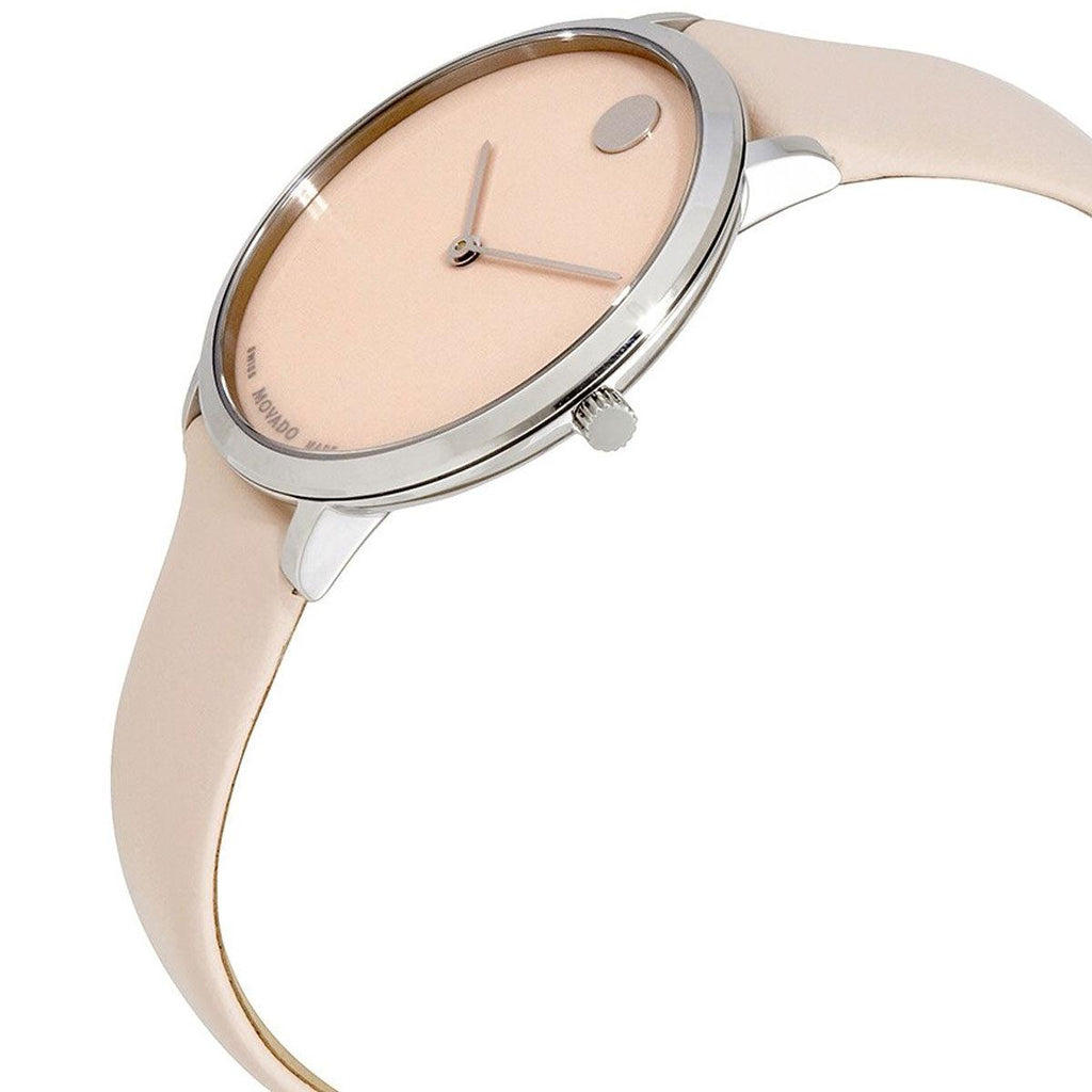 Movado Women's Quartz Watch - Modern 47 Quartz Light Pink Dial Leather Strap | 0607388