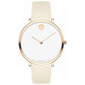 Movado Women's Quartz Watch - Modern 47 White Dial Beige Leather Strap | 0607389
