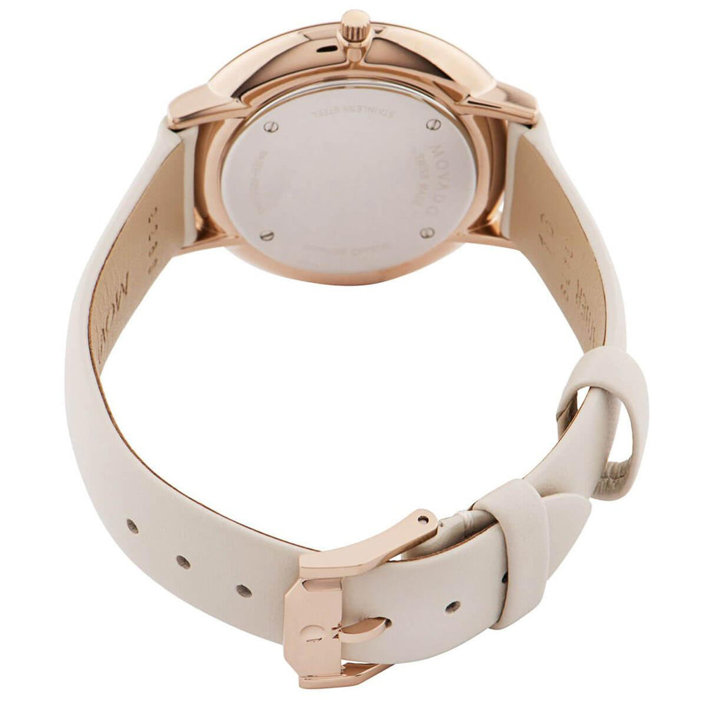 Movado Women's Quartz Watch - Modern 47 White Dial Beige Leather Strap | 0607389