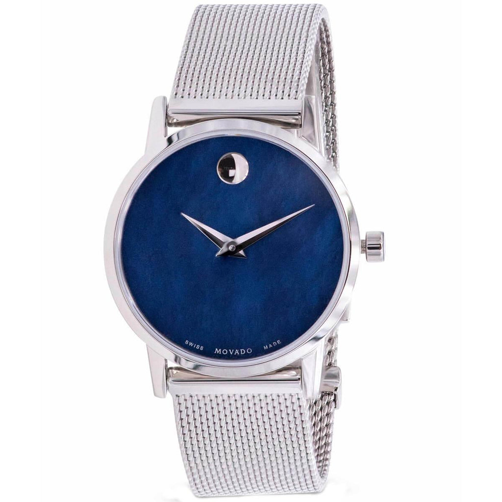 Movado Women's Quartz Watch - Museum Classic Blue MOP Dial Mesh Bracelet | 0607425