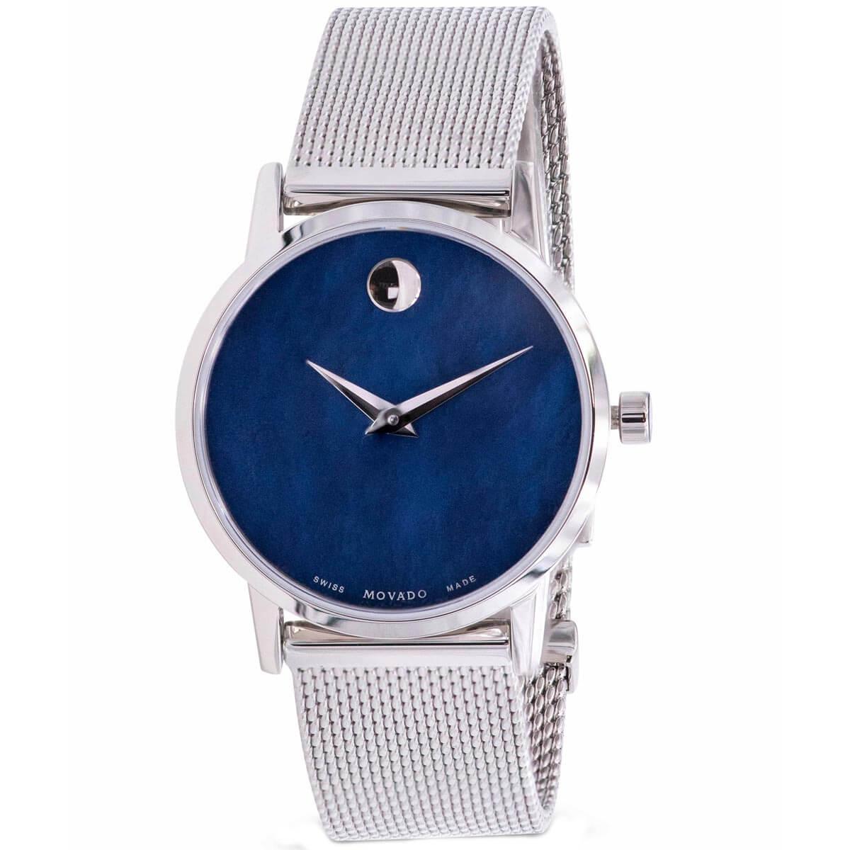 Movado Women's Quartz Watch - Museum Classic Blue MOP Dial Mesh Bracelet | 0607425