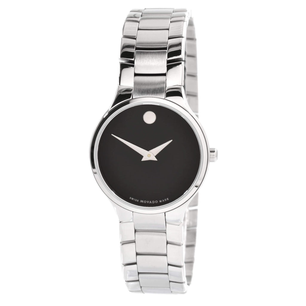 Movado Women's Quartz Watch - Serio Black Dial Stainless Steel Bracelet | 0607288