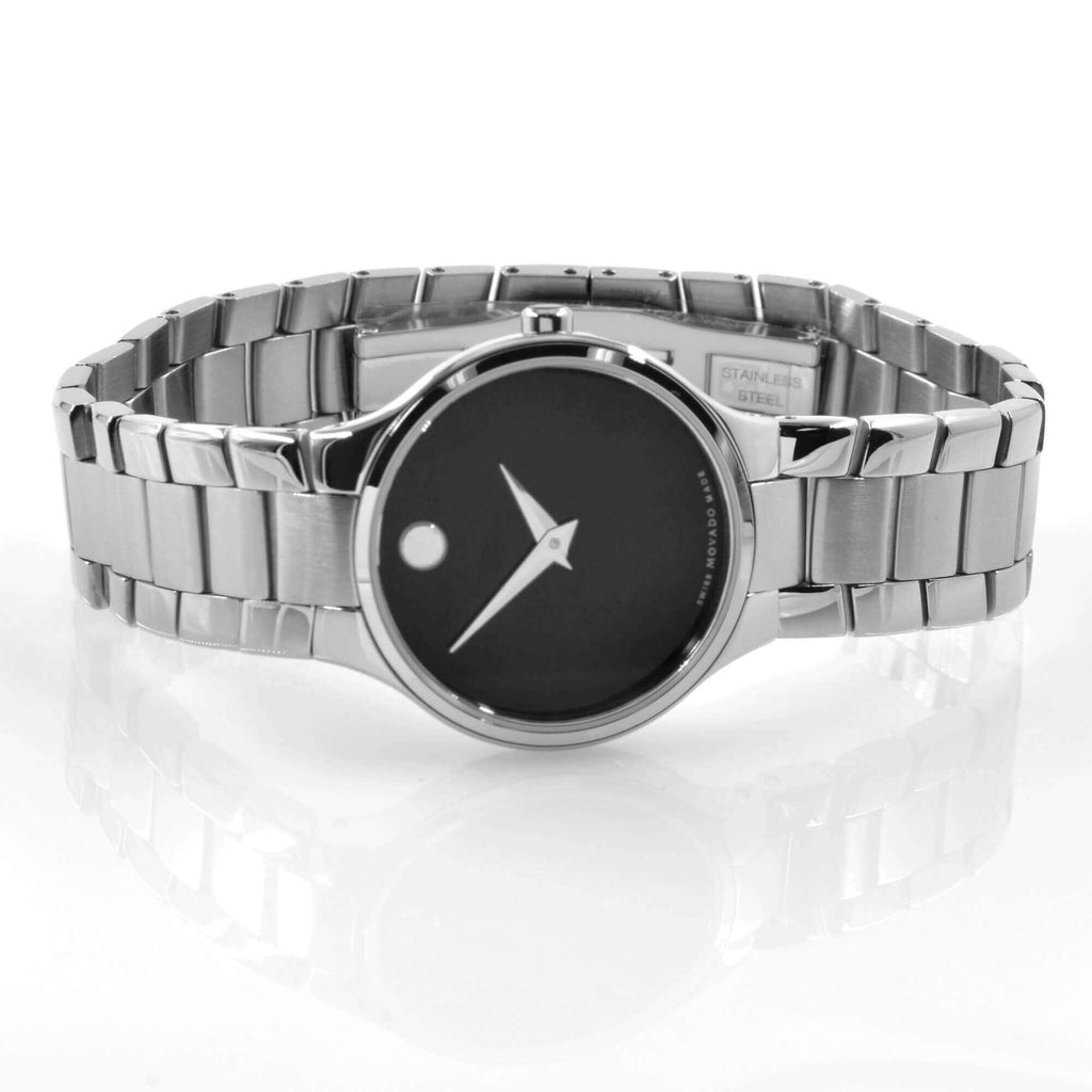 Movado Women's Quartz Watch - Serio Black Dial Stainless Steel Bracelet | 0607288