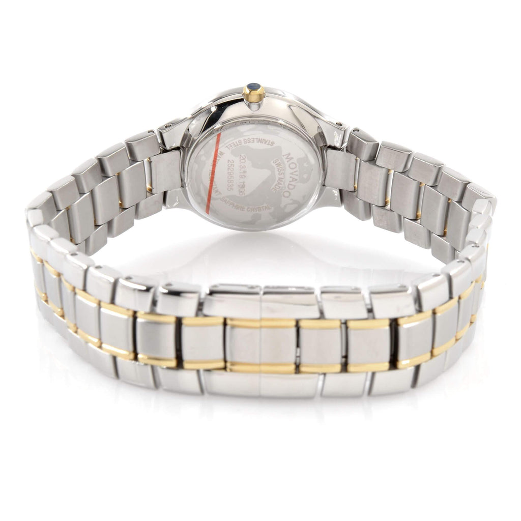 Movado Women's Quartz Watch - Serio Black Dial Two Tone Bracelet | 0607289