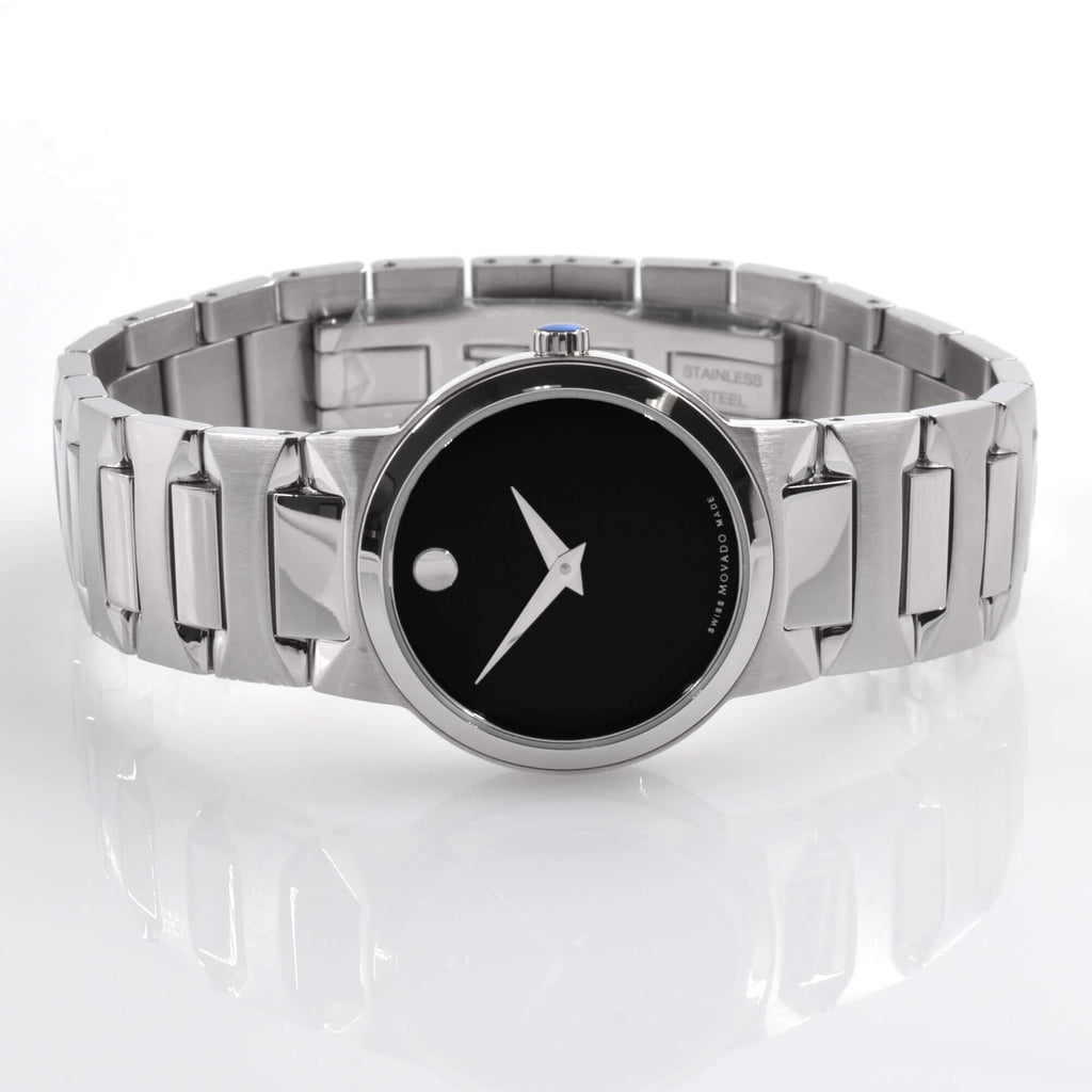 Movado Women's Quartz Watch - Temo Black Dial Stainless Steel Case Bracelet | 0607295