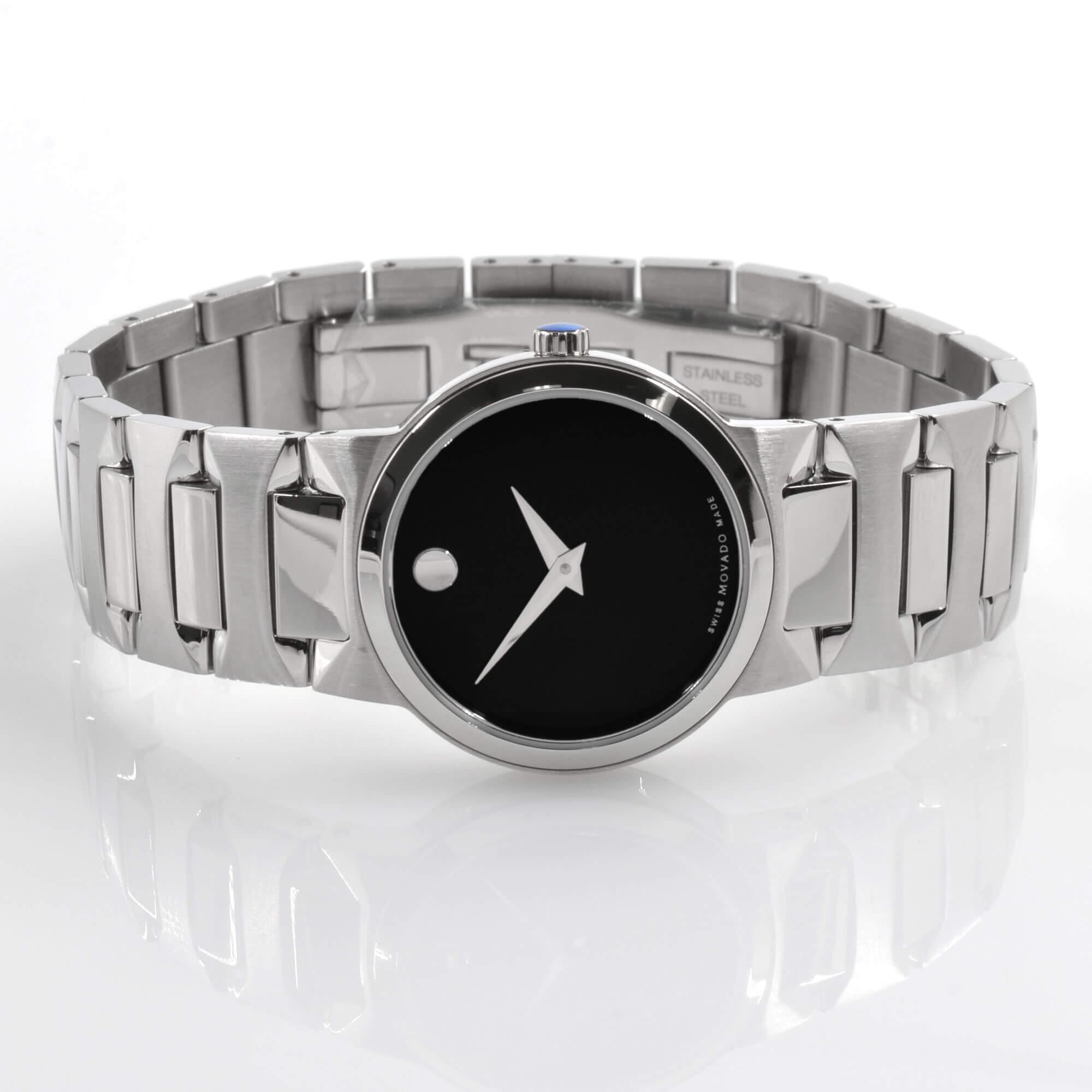 Movado Women's Quartz Watch - Temo Black Dial Stainless Steel Case Bracelet | 0607295