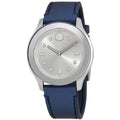 Movado Women's Strap Watch - Bold Swiss Quartz Silver Tone Dial Blue Rubber | 3600427