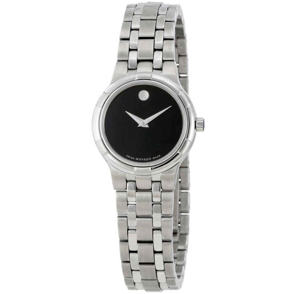 Movado Women's Swiss Quartz Watch - Metio Black Dial Silver Bracelet | 0606204