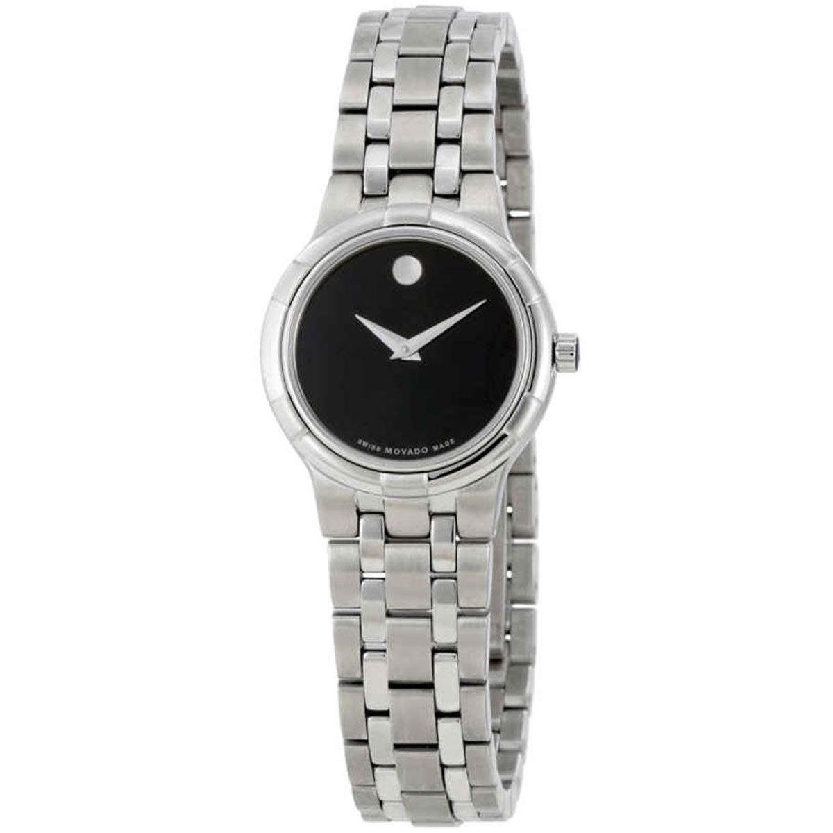 Movado Women's Swiss Quartz Watch - Metio Black Dial Silver Bracelet | 0606204