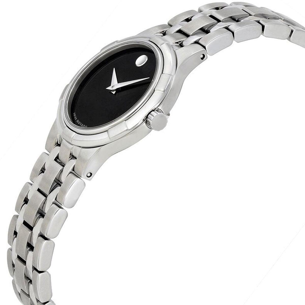 Movado Women's Swiss Quartz Watch - Metio Black Dial Silver Bracelet | 0606204
