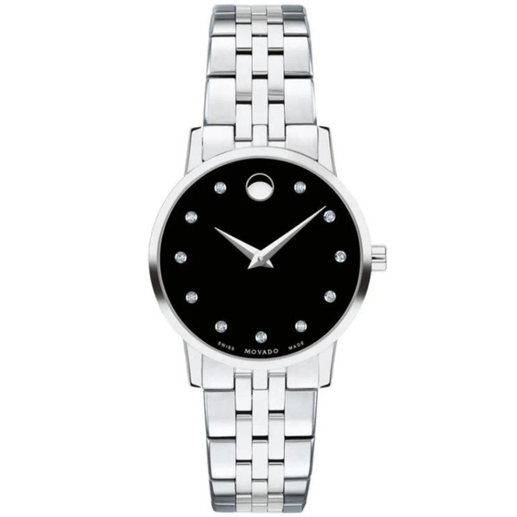 Movado Women's Watch Museum Classic Diamond Black Dial Quartz Bracelet 0607207