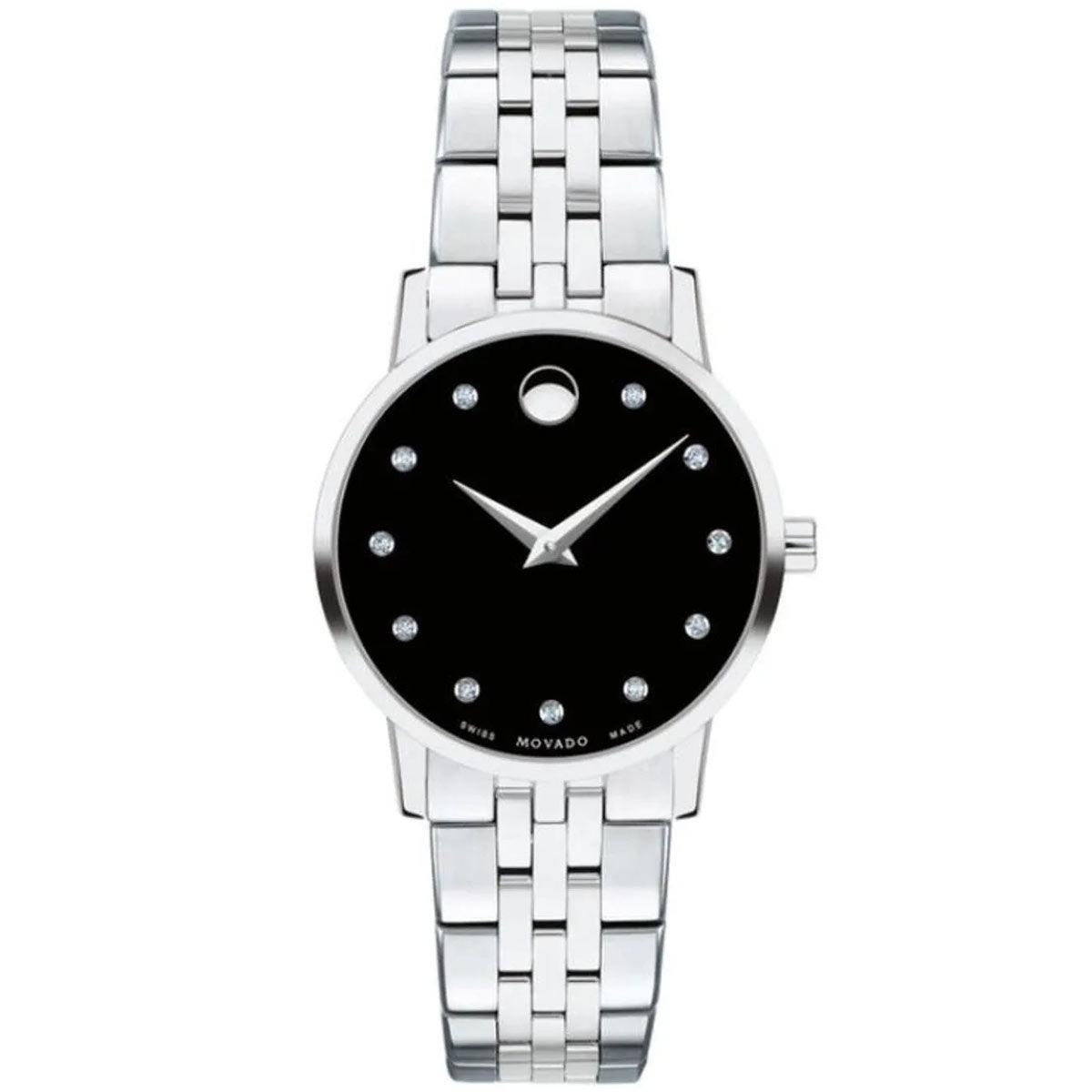 Movado Women's Watch Museum Classic Diamond Black Dial Quartz Bracelet 0607207