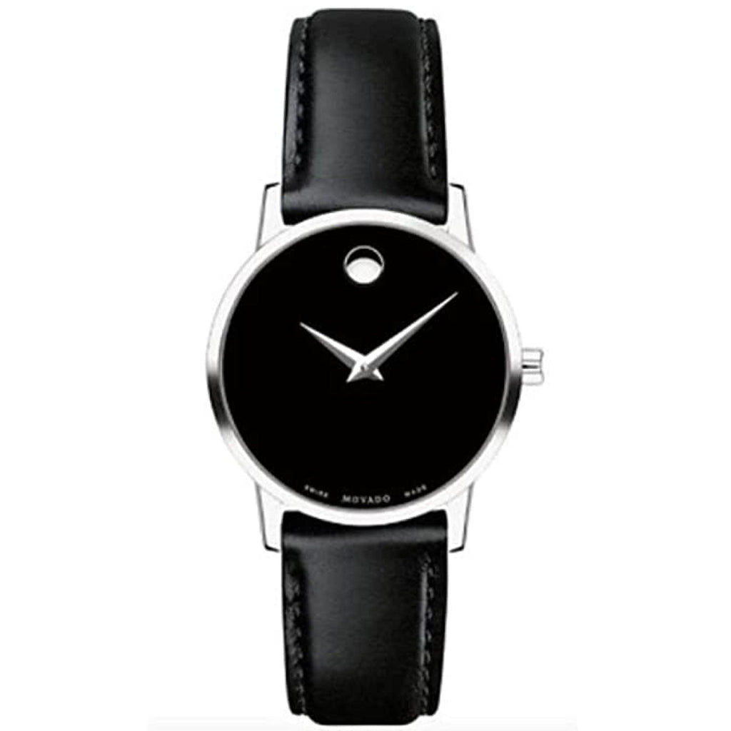 Movado Women's Watch - Museum Classic Silver Tone Case Black Dial Strap | 0607317