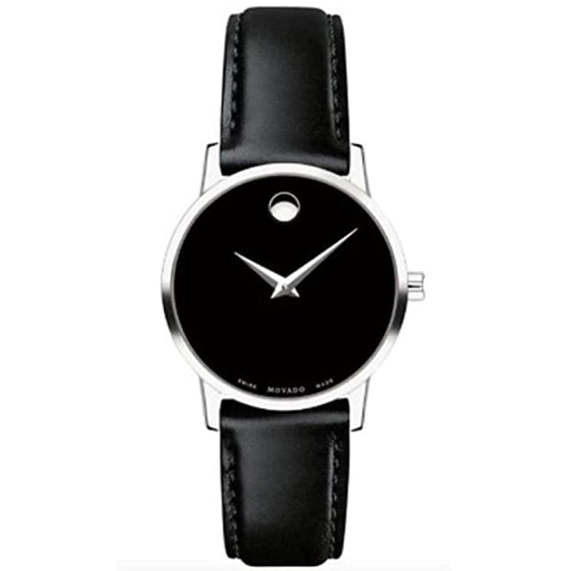 Movado Women's Watch - Museum Classic Silver Tone Case Black Dial Strap | 0607317
