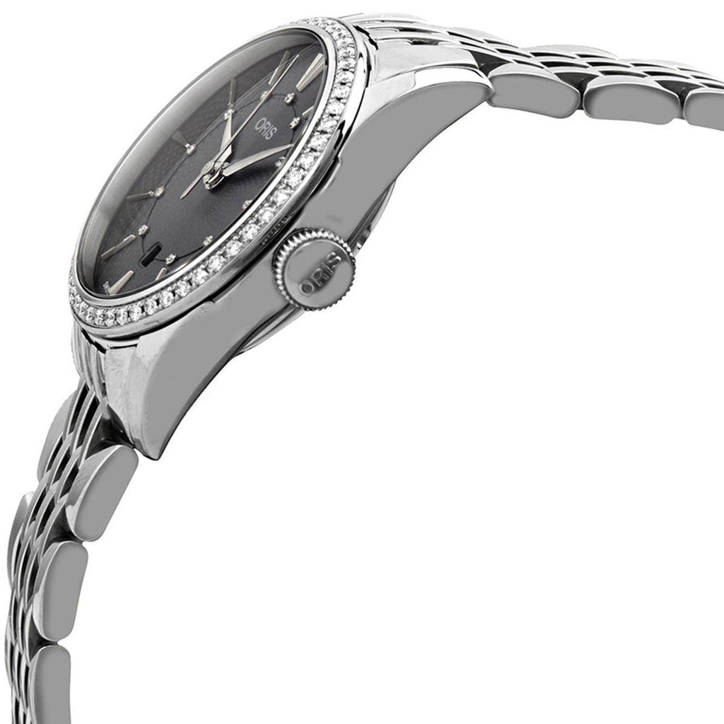 Oris Women's Automatic Watch - Artelier Diamond Date Grey Dial | 01 561 7722 4953MB
