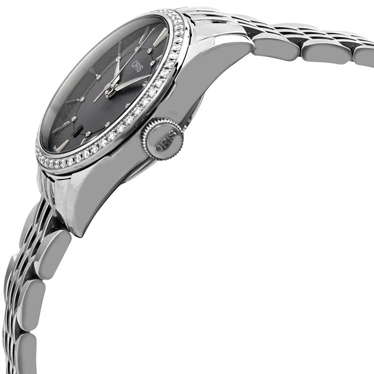 Oris Women's Automatic Watch - Artelier Diamond Date Grey Dial | 01 561 7722 4953MB