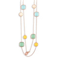 Women's Necklace Sterling Silver Robin Blue, Pink, Green and Mango