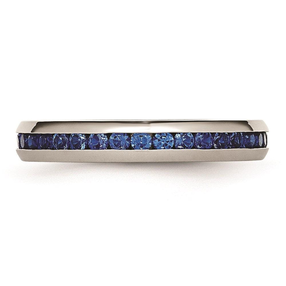 Stainless Steel 4mm September Blue CZ Ring
