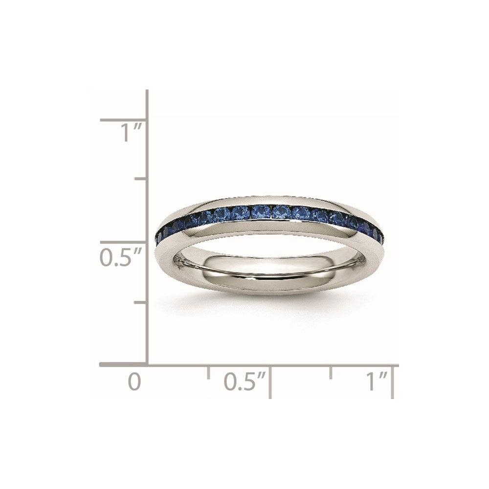 Stainless Steel 4mm September Blue CZ Ring