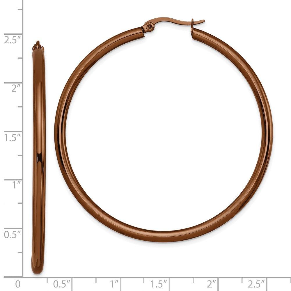 Stainless Steel Brown IP Plated Round Hoop Earrings