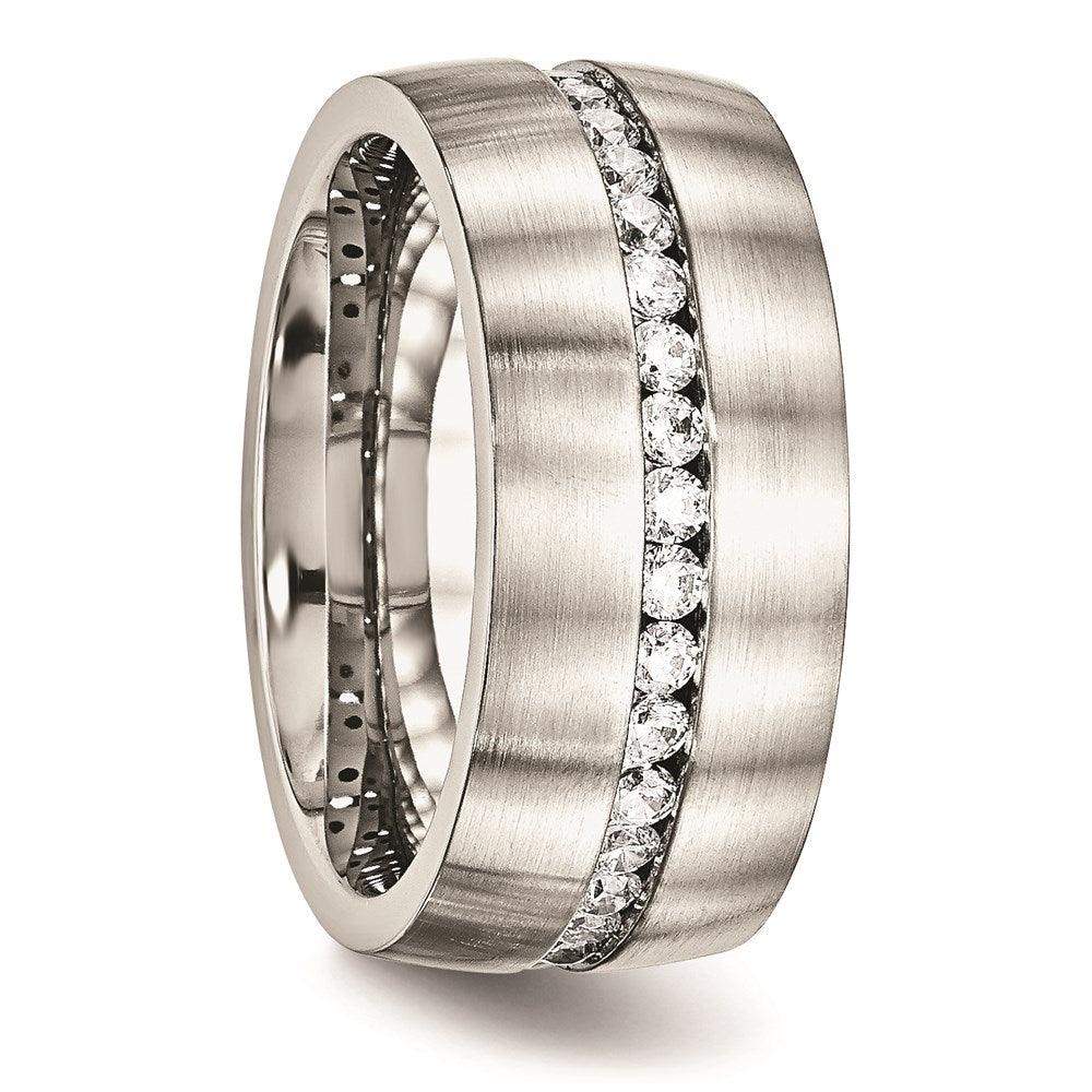 Stainless Steel Brushed and Polished CZ Ring