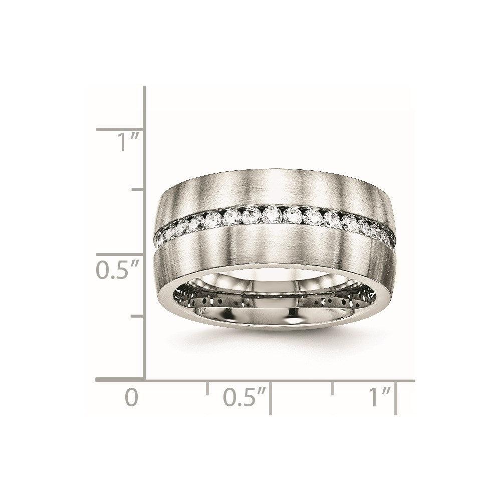 Stainless Steel Brushed and Polished CZ Ring