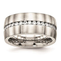 Stainless Steel Brushed and Polished CZ Ring