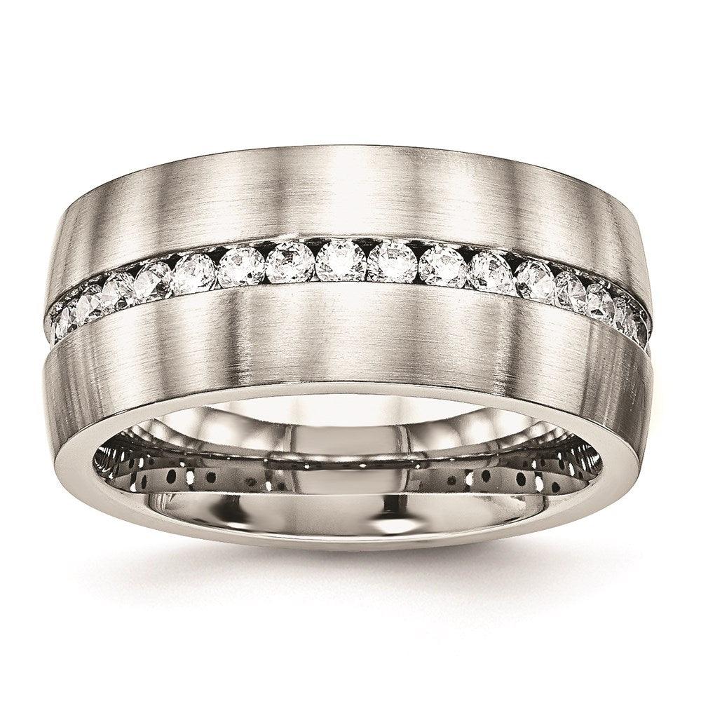 Stainless Steel Brushed and Polished CZ Ring