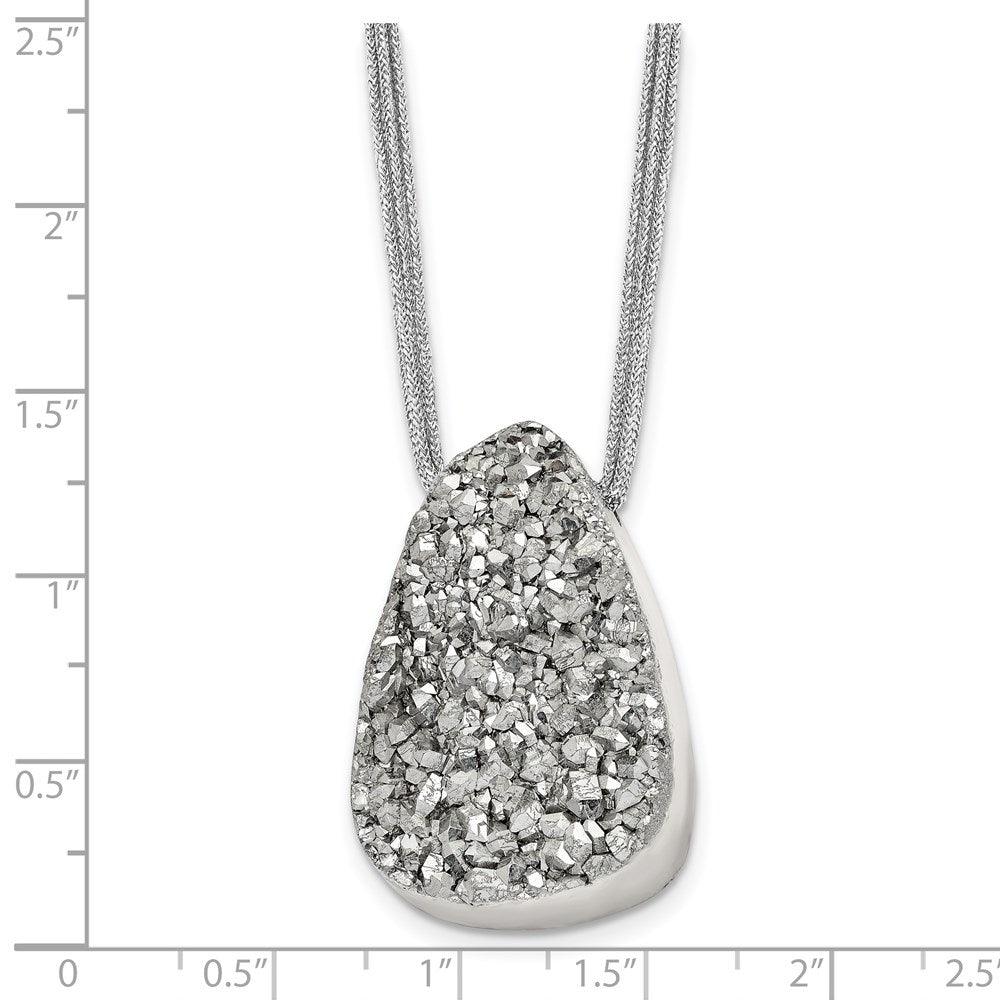 Stainless Steel Druzy Agate Polyester Cord Necklace