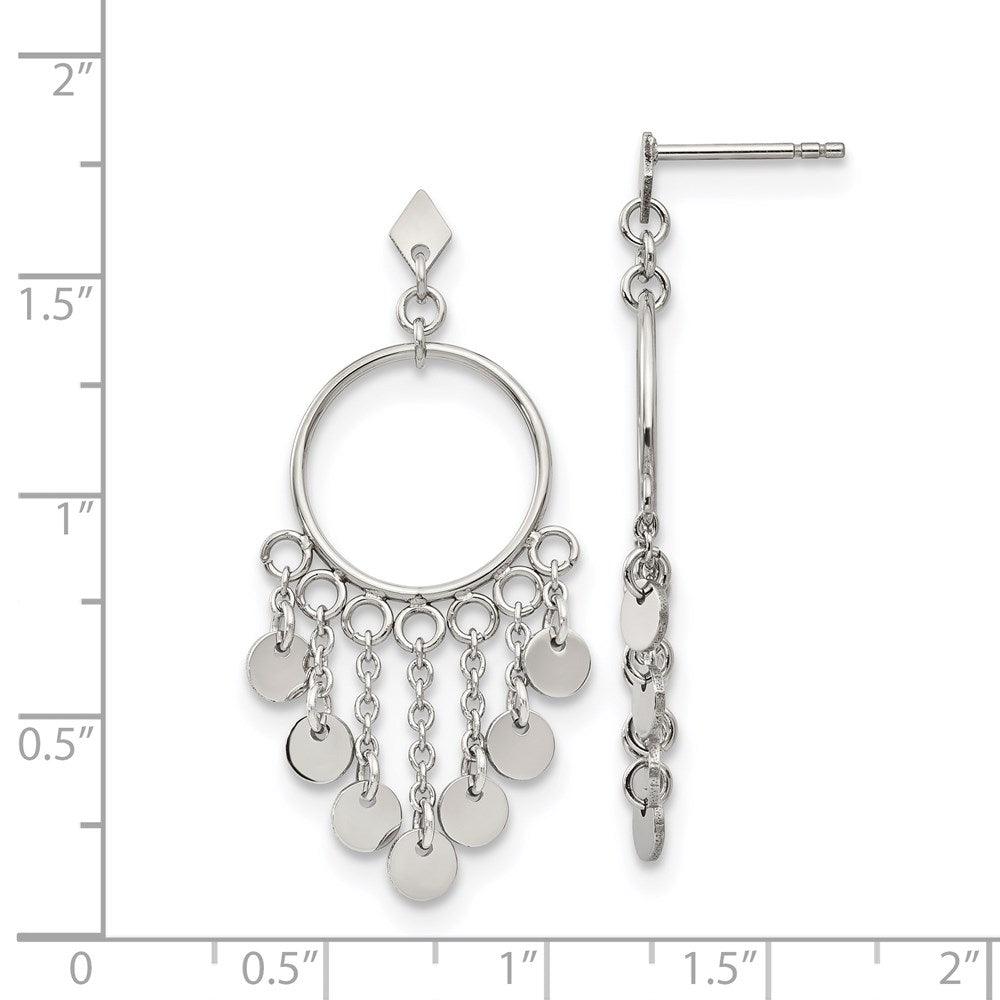 Stainless Steel Polished Dangle Post Earrings