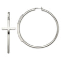 Stainless Steel Polished Large Cross Hoop Earrings