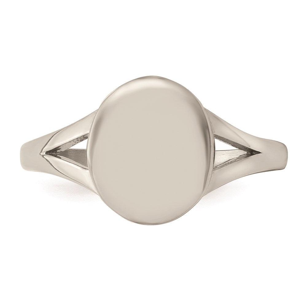 Stainless Steel Polished Oval Disc Ring