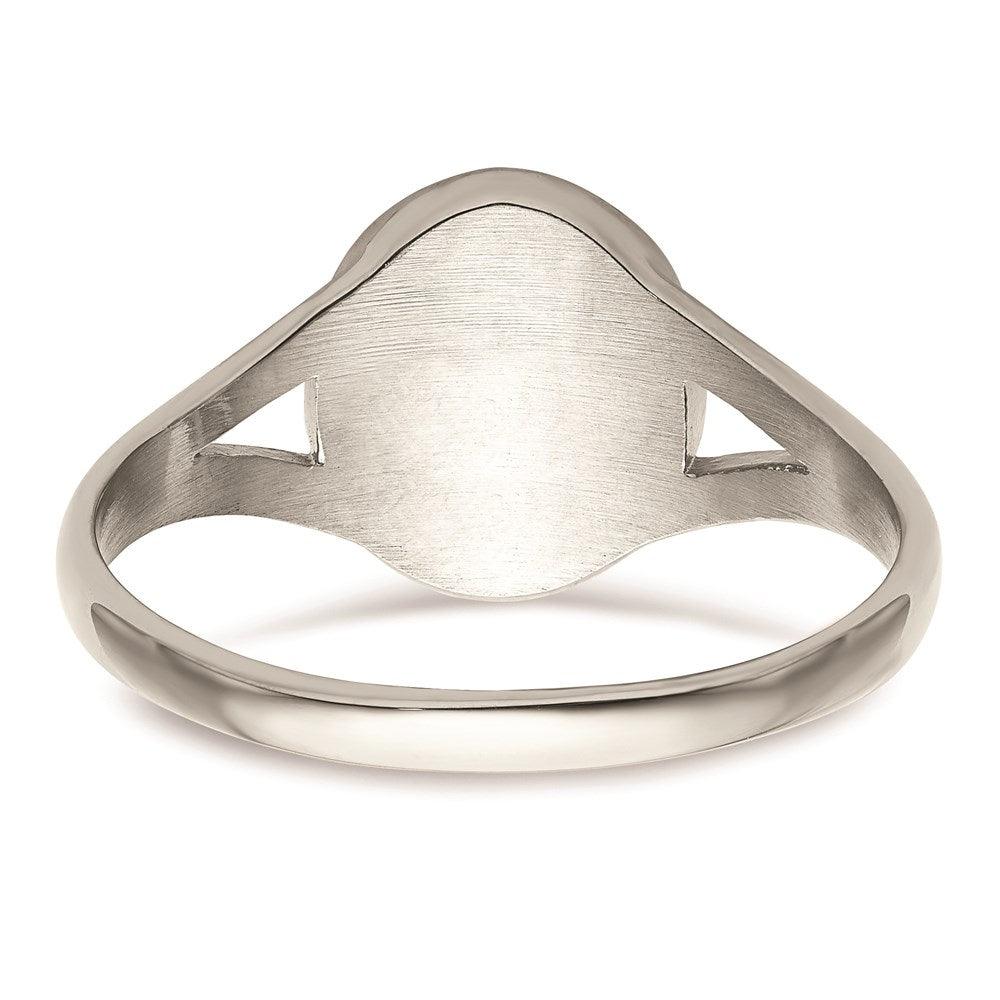 Stainless Steel Polished Oval Disc Ring