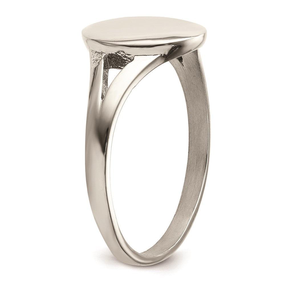 Stainless Steel Polished Oval Disc Ring
