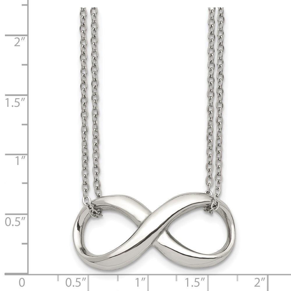 Stainless Steel Polished Two Strand Infinity Symbol Necklace