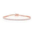 Sterling Silver 3mm Prong-Set Round CZ Tennis Bracelet - Rose Gold Plated