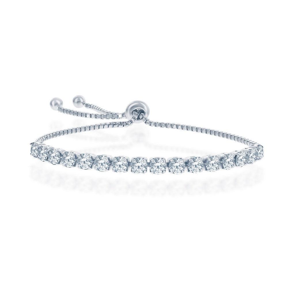 Sterling Silver 4mm Crystal "April" Swarovski Adjustable Bracelet