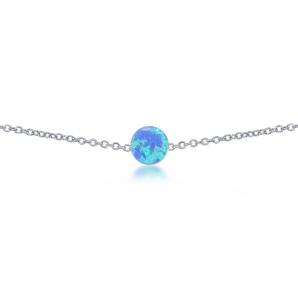 Sterling Silver Blue Opal Disc Anklet