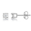 Sterling Silver Center Diamond 3mm Stud Earrings